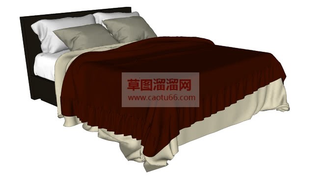 欧式现代床铺SU模型