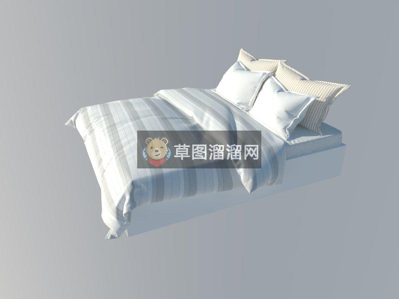 双人床床铺家SU模型