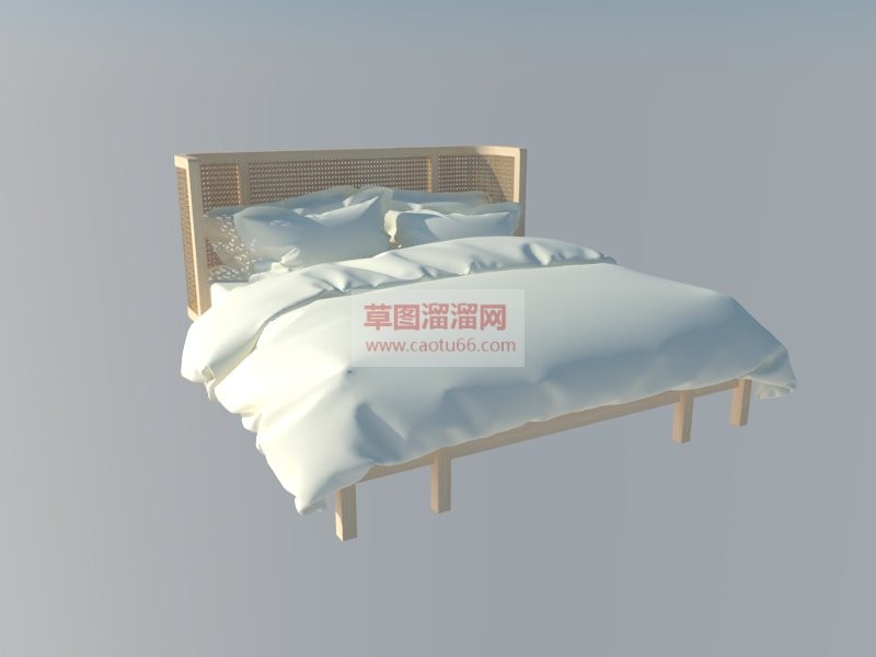 木质床铺双人SU模型