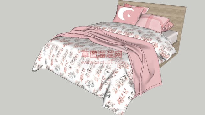 现代木板双人SU模型