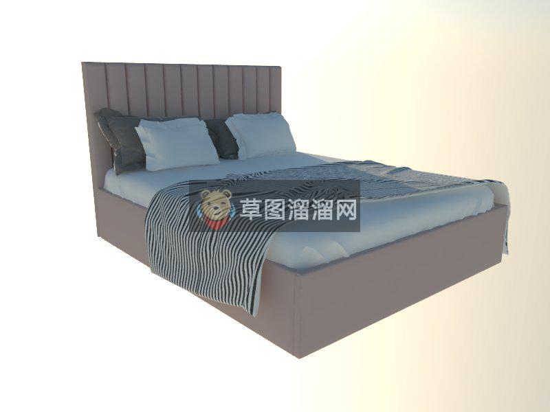 双人床床铺家具SU模型