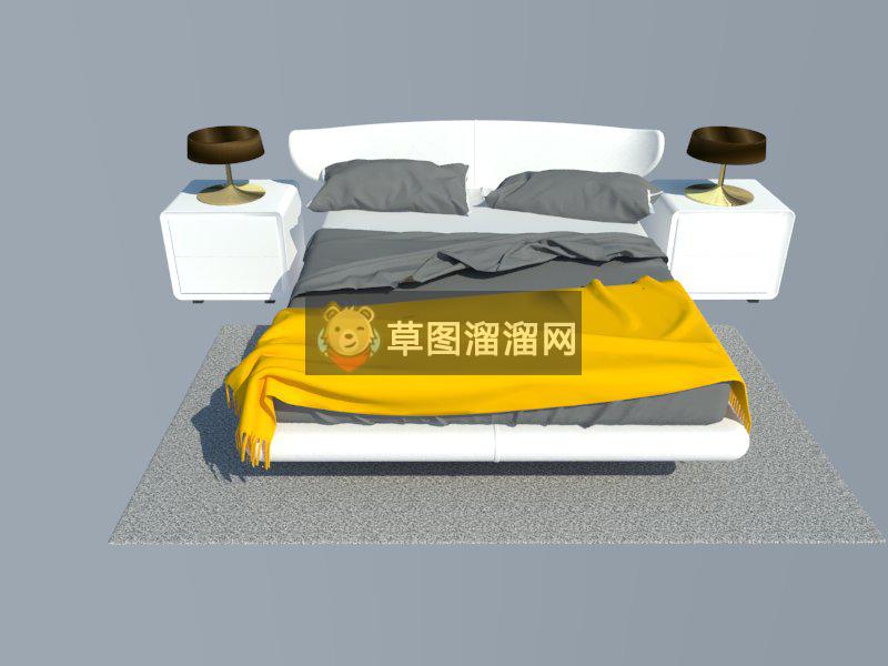 现代双人床家具SU模型