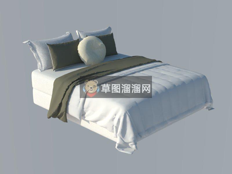 双人床床铺SU模型