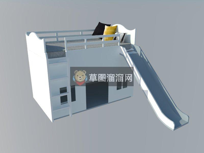 儿童床床铺滑滑梯SU模型