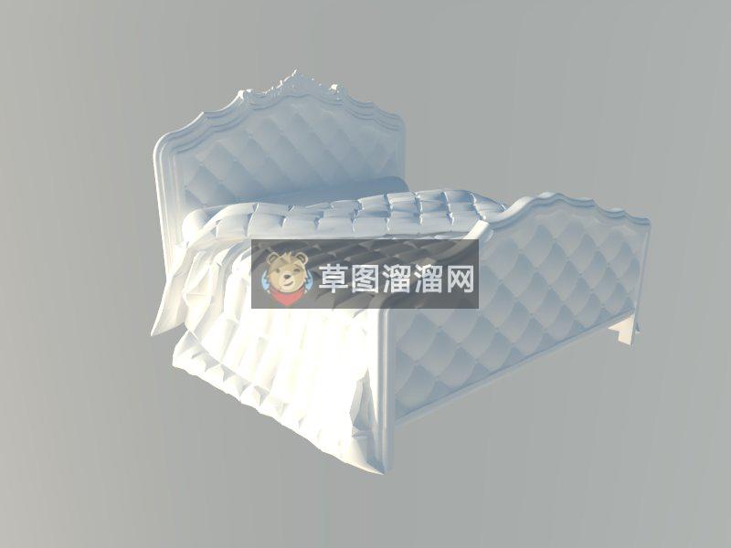 欧式床铺双人床SU模型