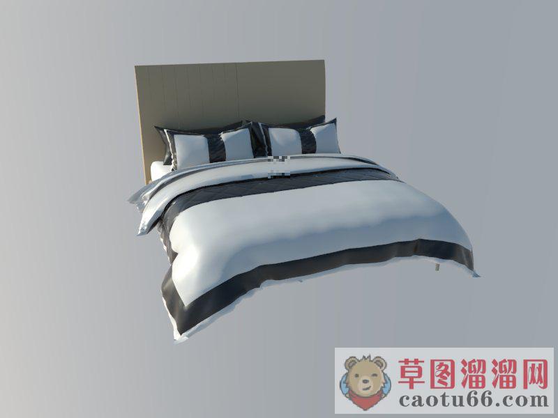 双人床床铺SU模型