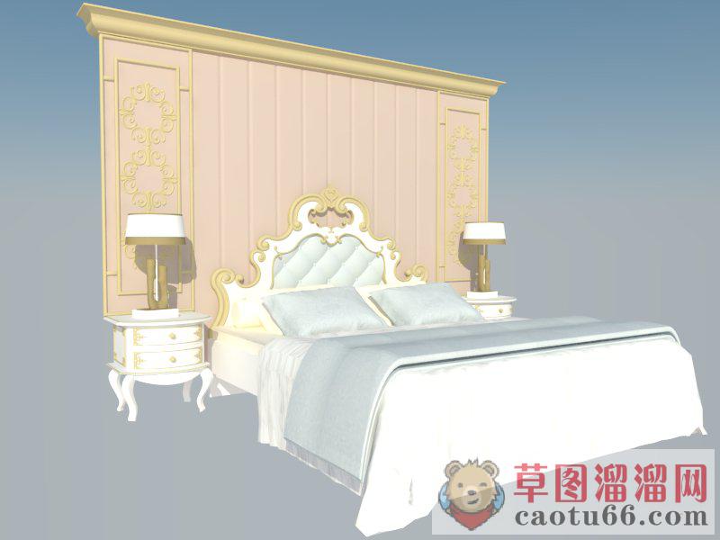 欧式双人床床铺SU模型