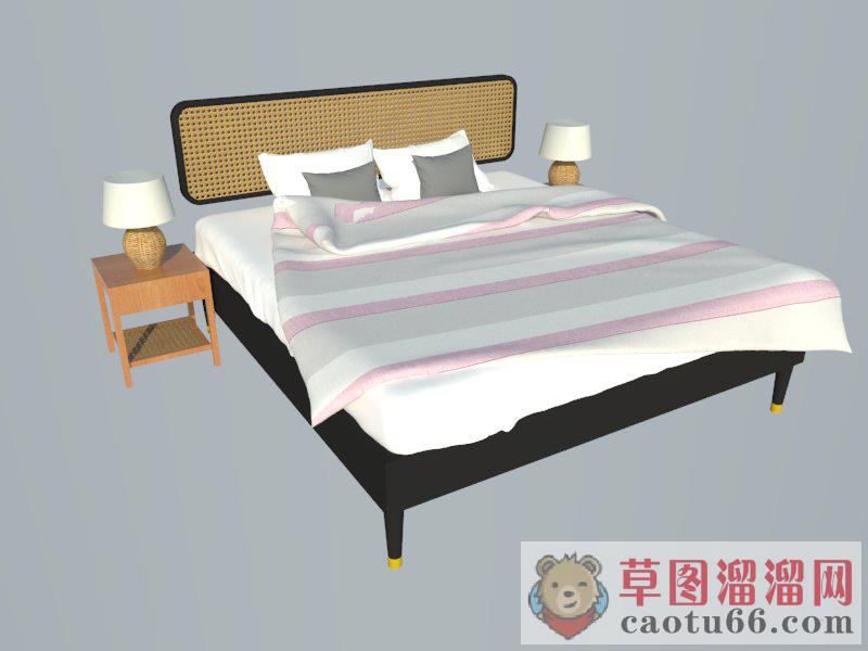 双人床床铺家具SU模型