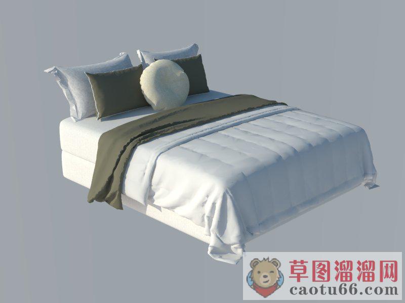 双人床大床铺SU模型