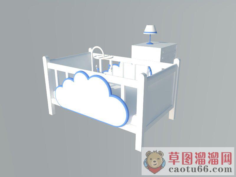 北欧婴儿床床头柜SU模型