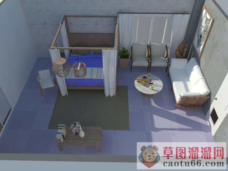 沙发床铺卧室SU模型