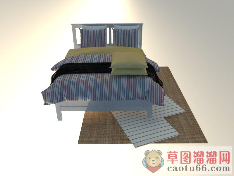 木质床铺家具SU模型