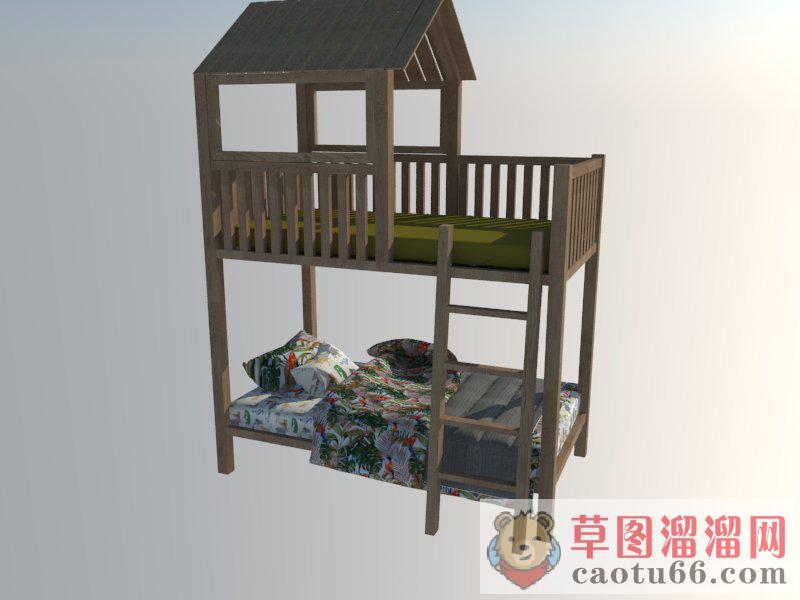 儿童床高低铺上下铺SU模型