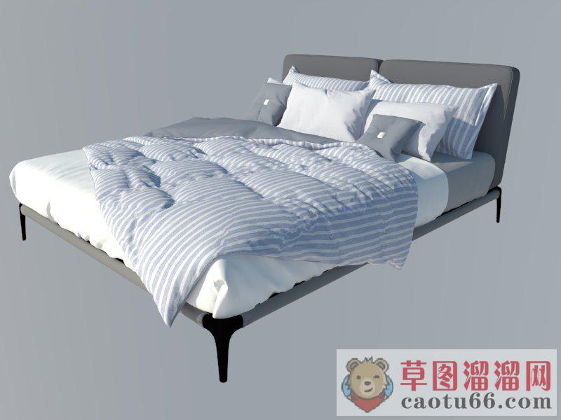 简欧双人床床铺SU模型
