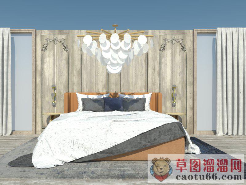 欧式床铺SU模型
