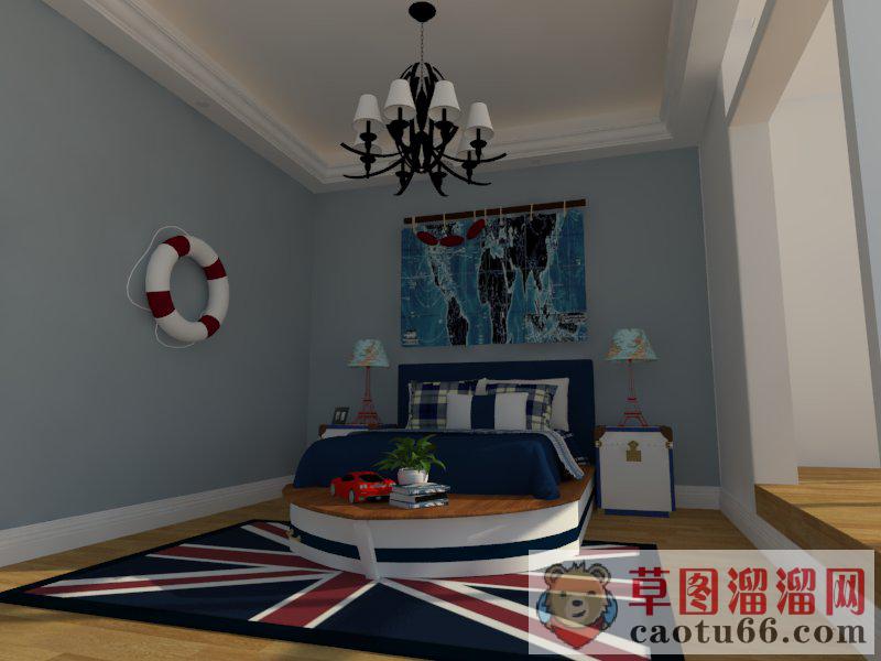 地中海儿童房床铺SU模型