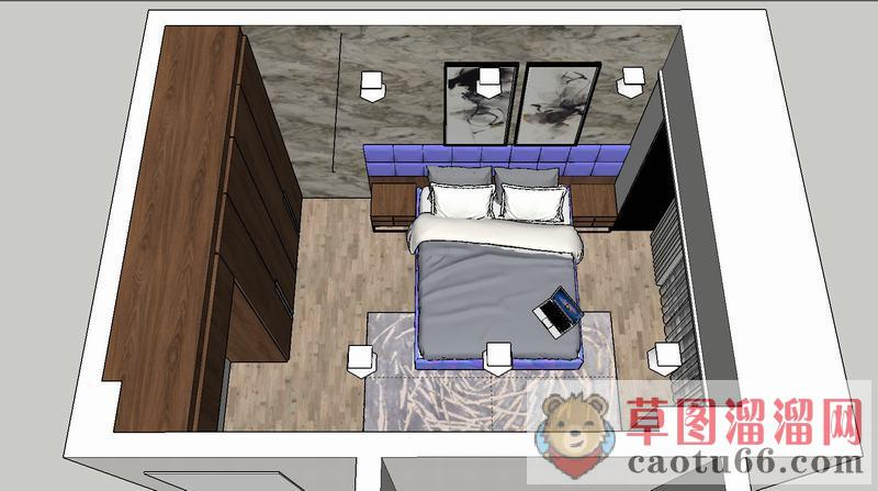 卧室床铺衣柜SU模型