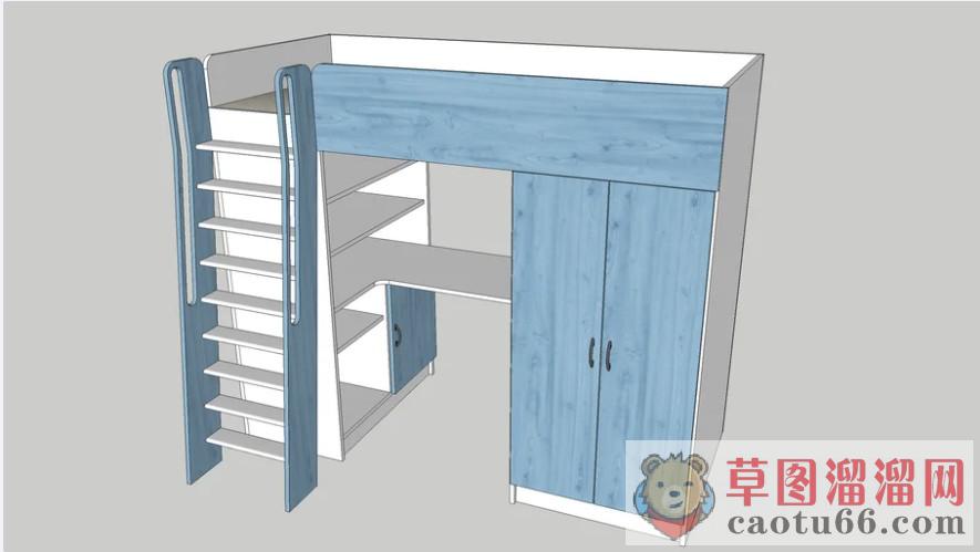 书桌儿童床铺SU模型
