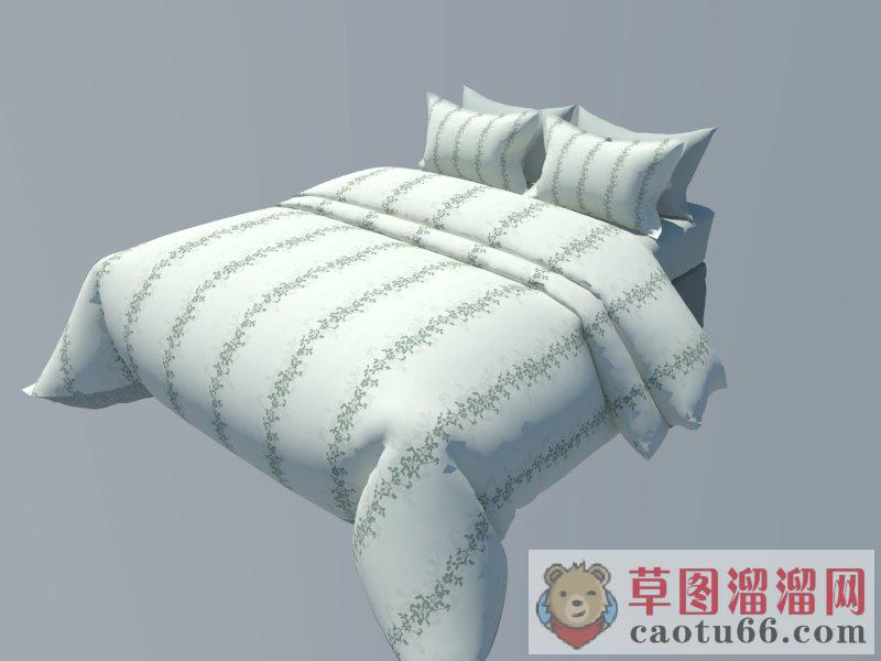 现代床铺被子SU模型
