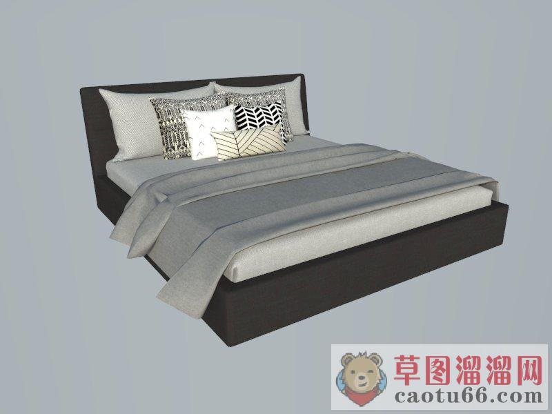 北欧现代床铺SU模型