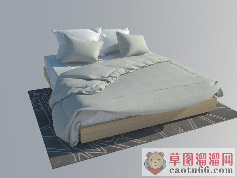 现代床铺SU模型