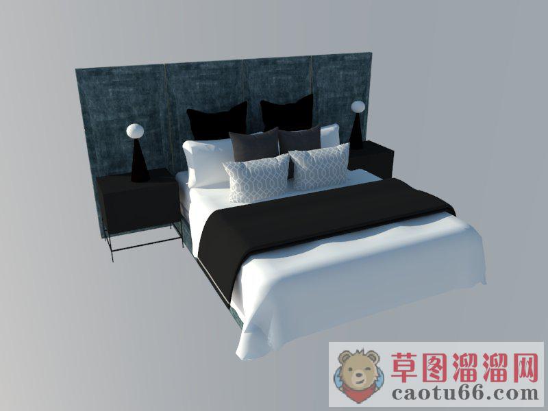 双人床床铺SU模型