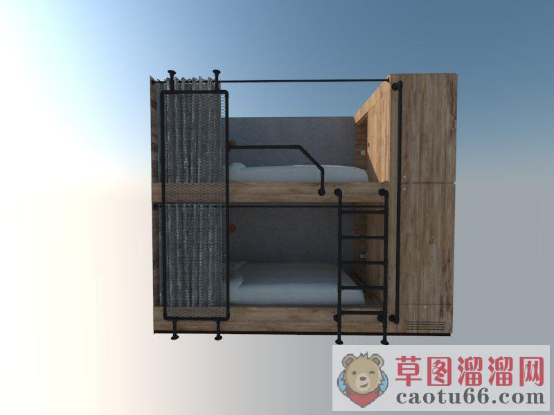 帘子上下铺高低铺SU模型