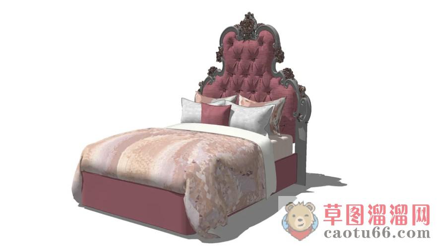 欧式豪华双人床SU模型