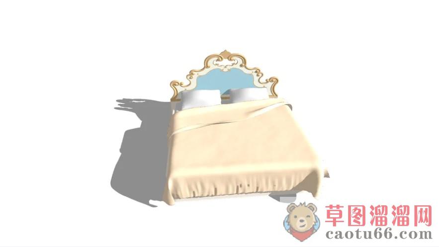 美式床铺双人床SU模型