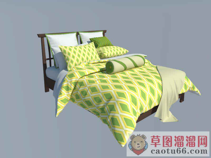 床铺双人床木床SU模型