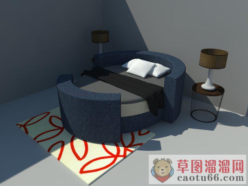 圆形床铺SU模型
