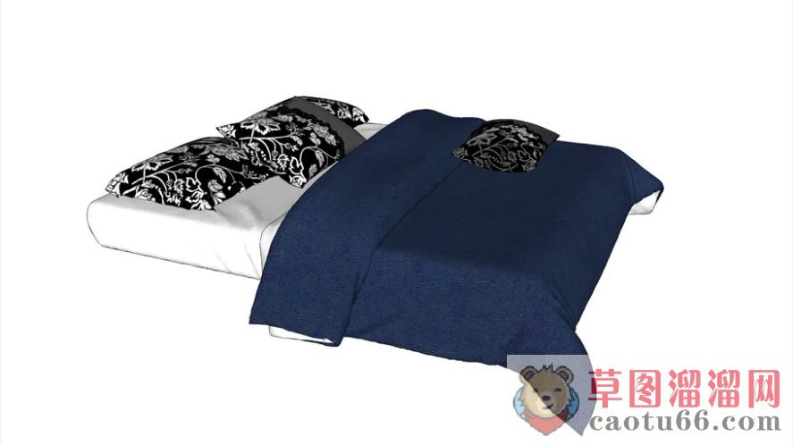 现代双人床SU模型