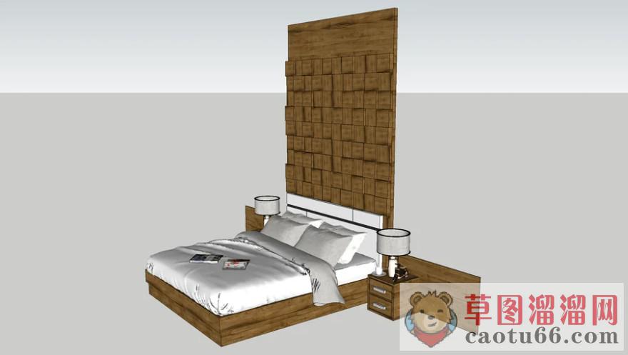 床铺床头柜SU模型