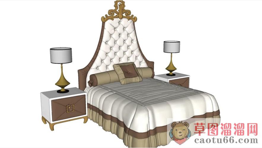 欧式豪华床铺SU模型