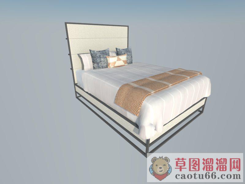 双人床床铺SU模型