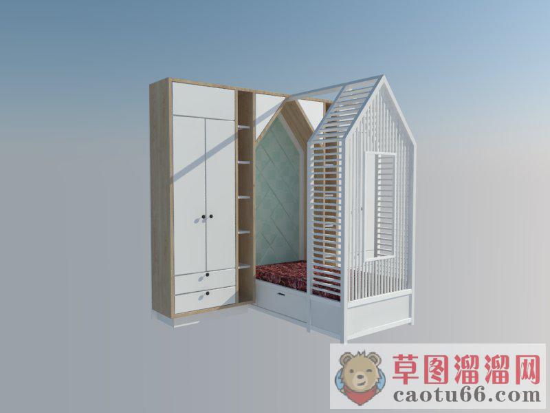 儿童床婴儿床床铺SU模型