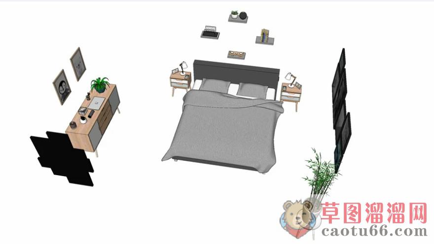 卧室家具床铺SU模型