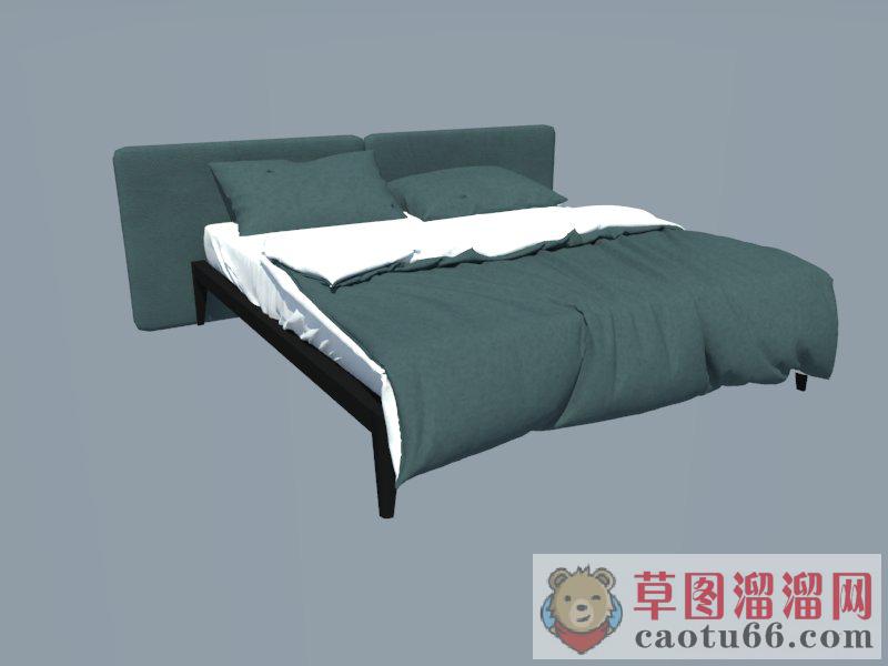现代床铺SU模型