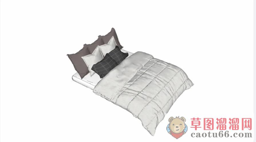 现代双人床床铺SU模型