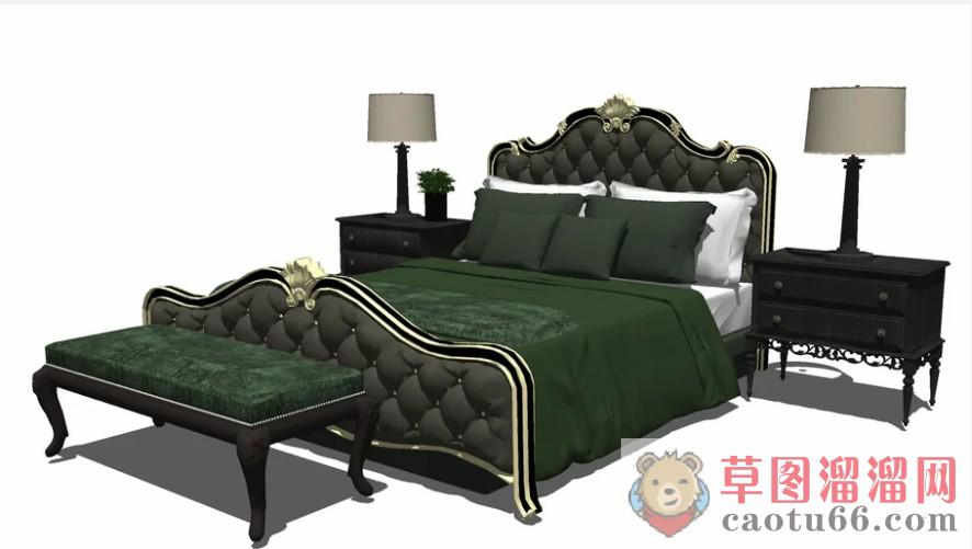 欧式经典床铺SU模型