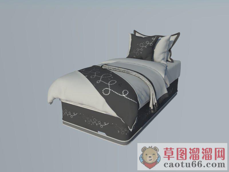 北欧单人床床铺SU模型
