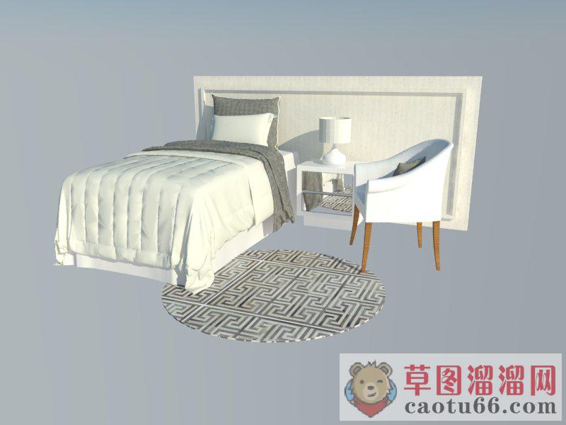 单人床床铺SU模型