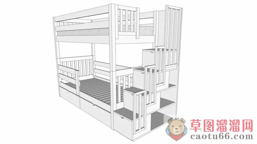 双层床高低铺上下铺SU模型