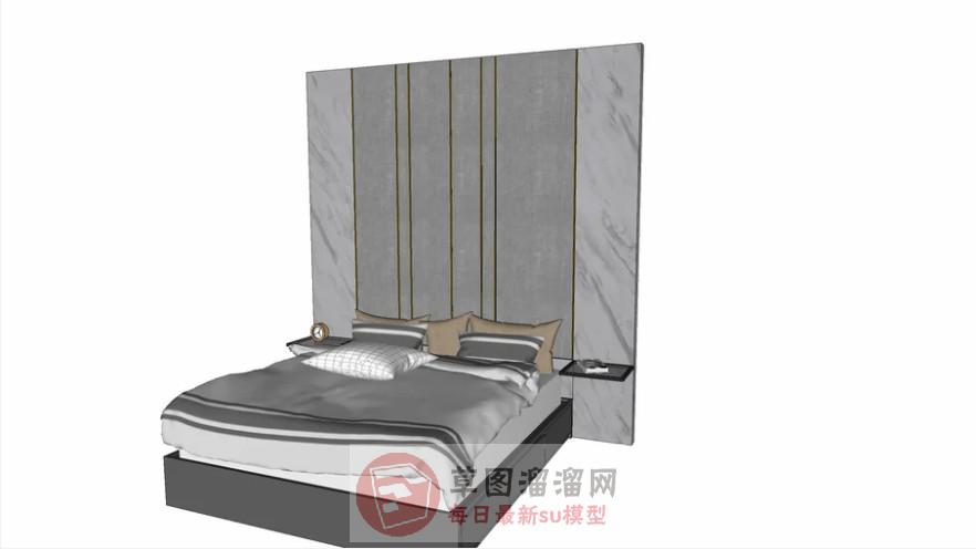 后现代双人床床铺SU模型