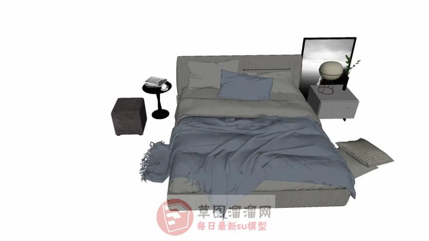 床铺双人床家具SU模型