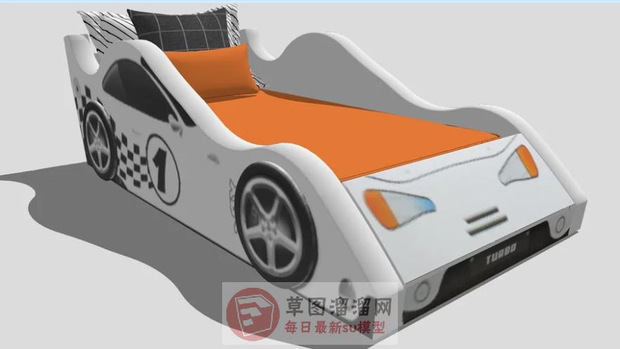 儿童床汽车床床铺SU模型