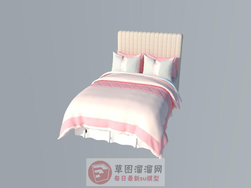 双人床床铺SU模型