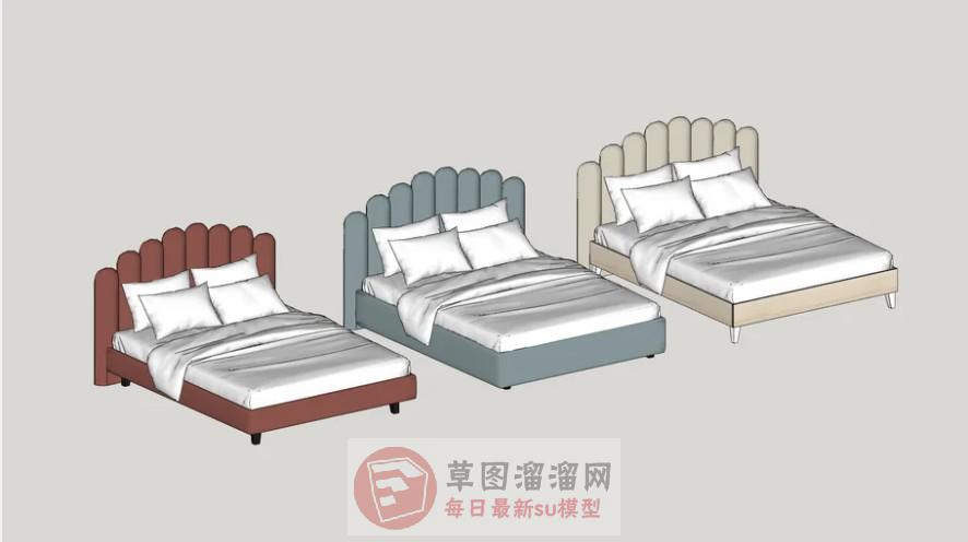 双人床床铺家具SU模型