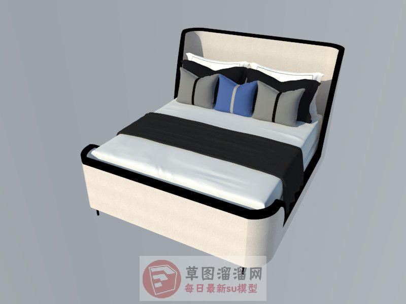 三人床床铺床具SU模型