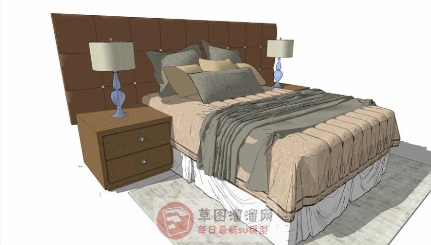 软包席梦思床铺SU模型